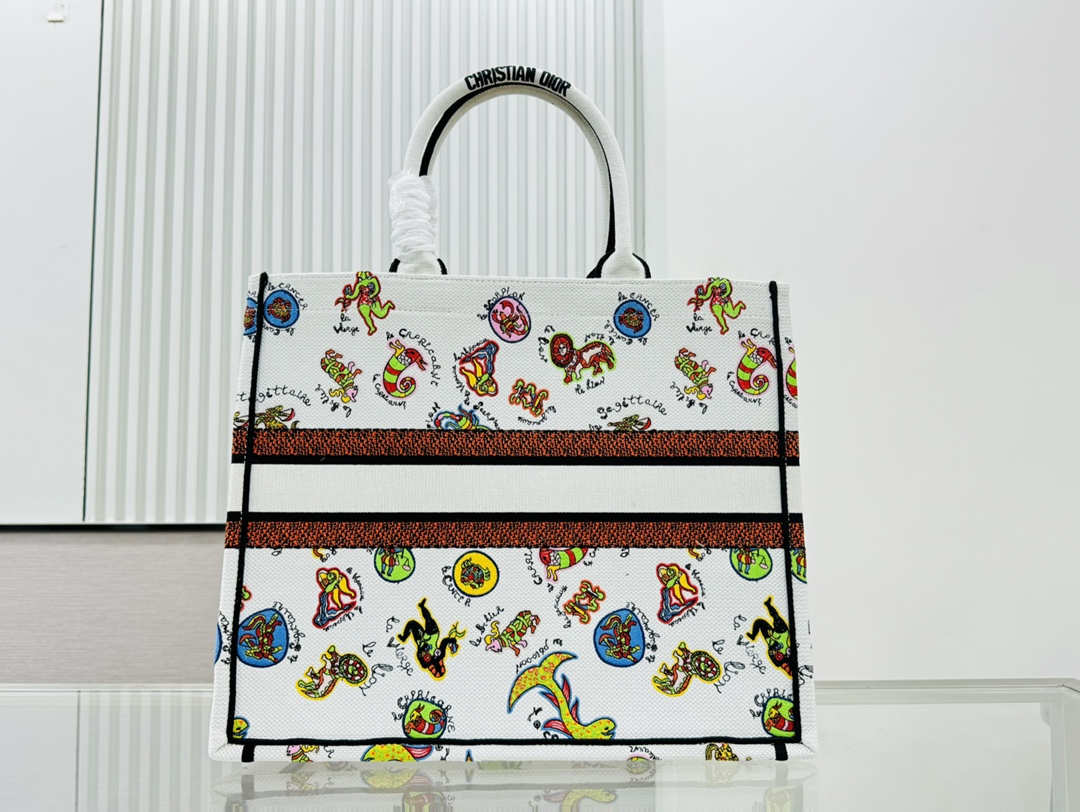 Dior Book Tote Embroider Large Shoulder Bag Handbag