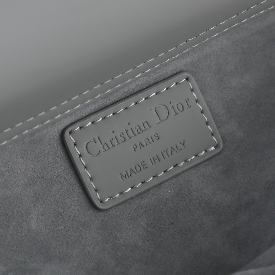 Medium Lady D-Joy Bag Gray with Diamond Motif 2099 XB012 26cm