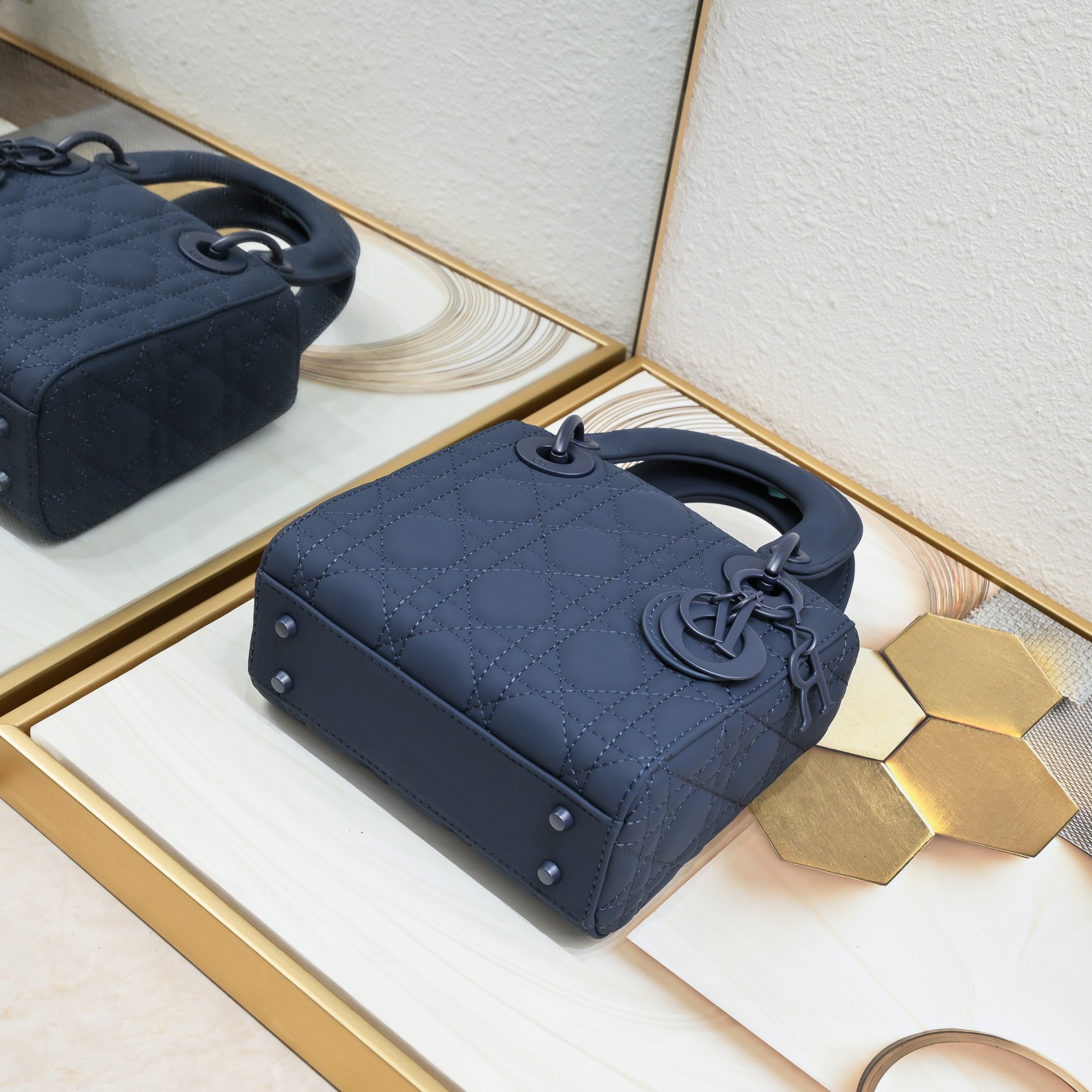 Mini Lady Dior Bag Blue Matte 2022 LM051 17cm