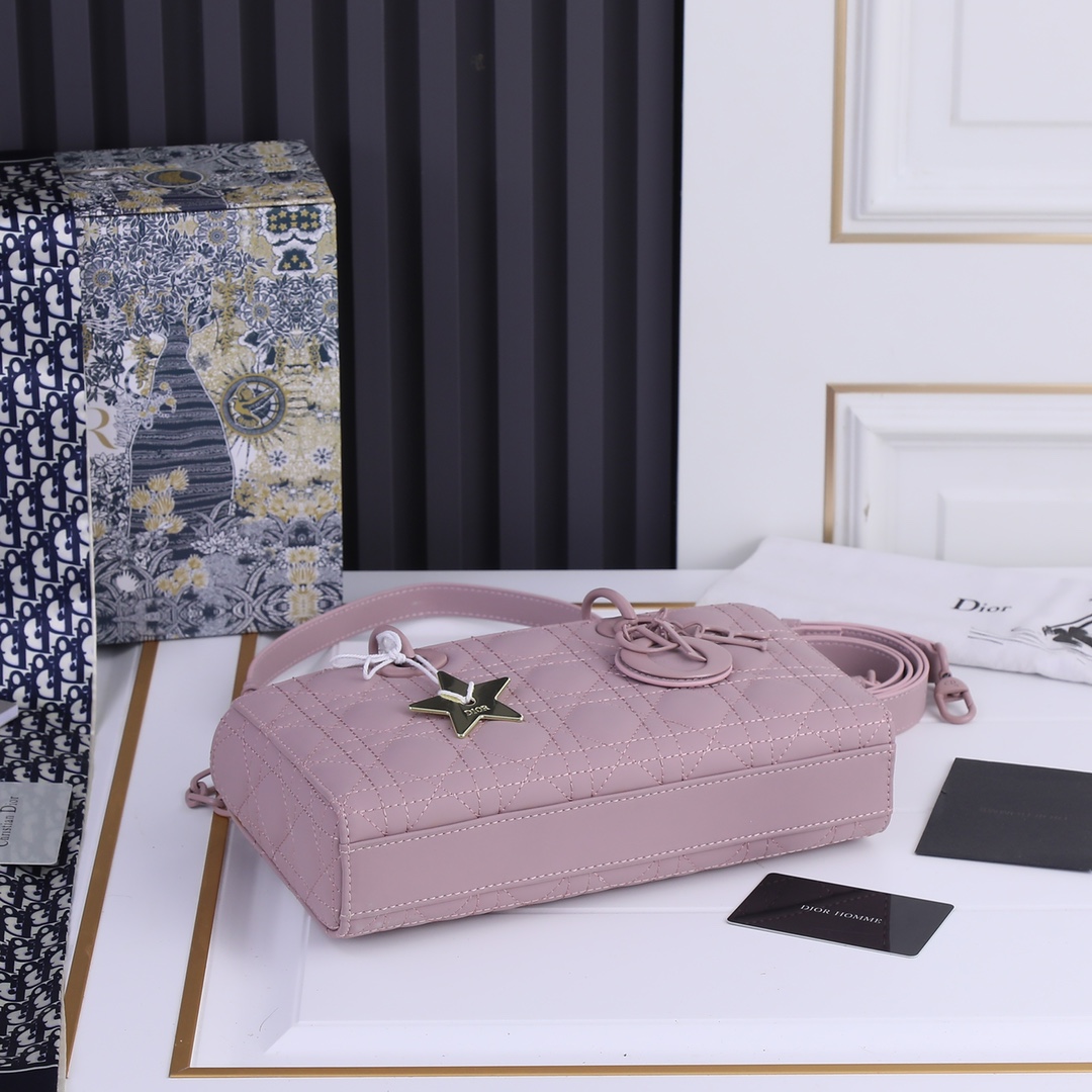 Medium Lady D-Joy Bag Pink Matte 2088 XB002 26cm