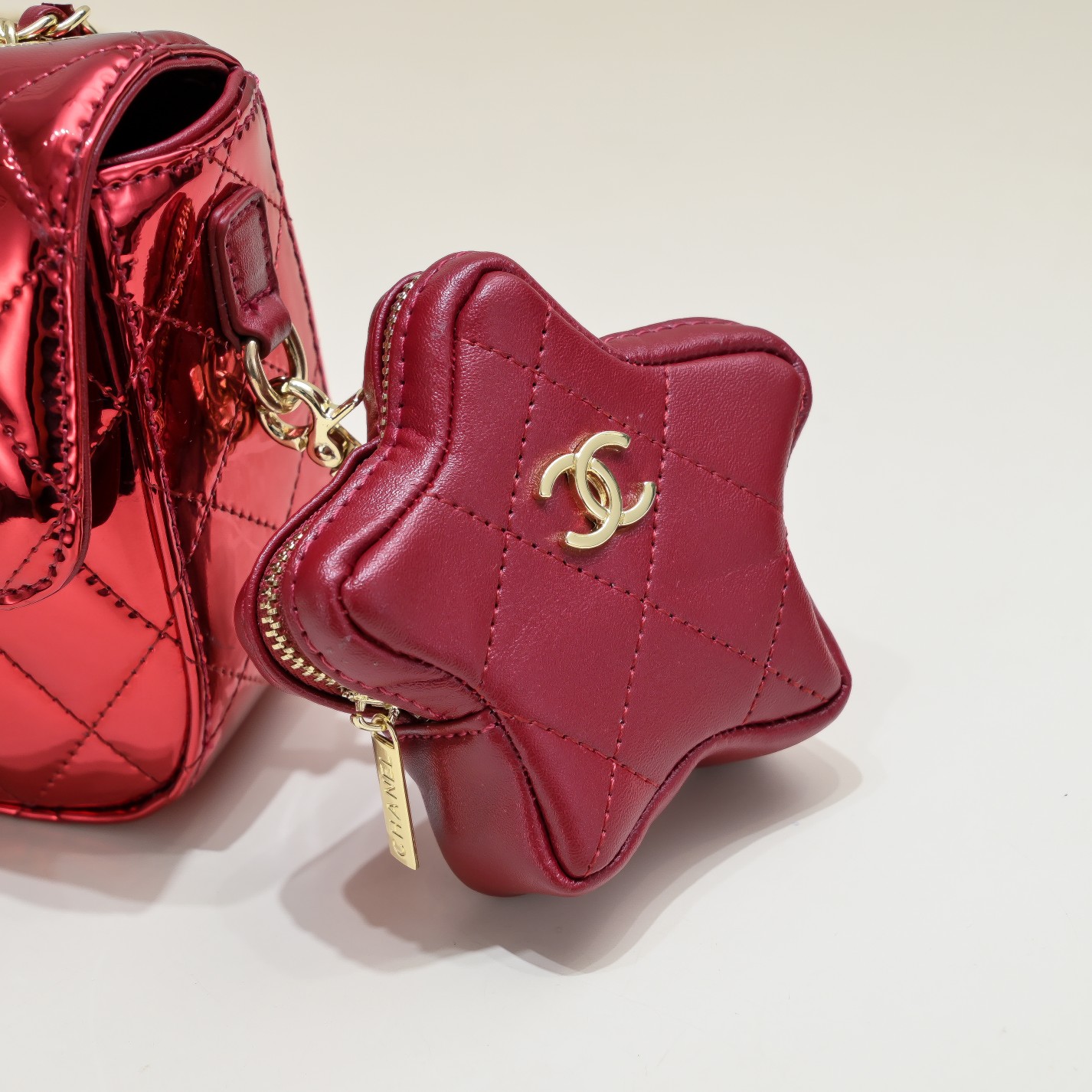 Chanel 24c Star Bag Mini CF Patent Leather Red Shoulder Bag Handbag