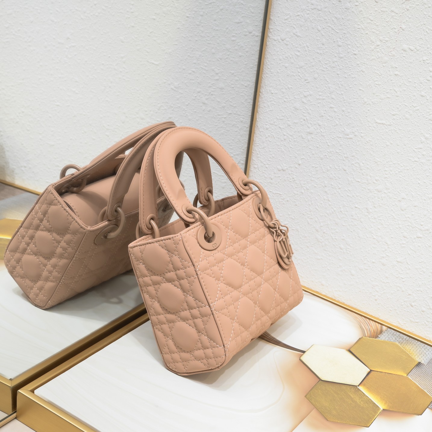 Mini Lady Dior Bag Apricot Matte 2022 LM051 17cm