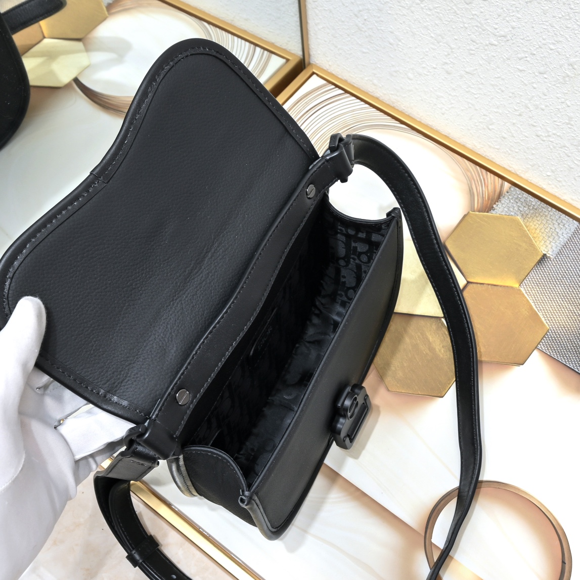 Mini Dior Tears Gallop Bag All Black 1070 XB022 20.5cm