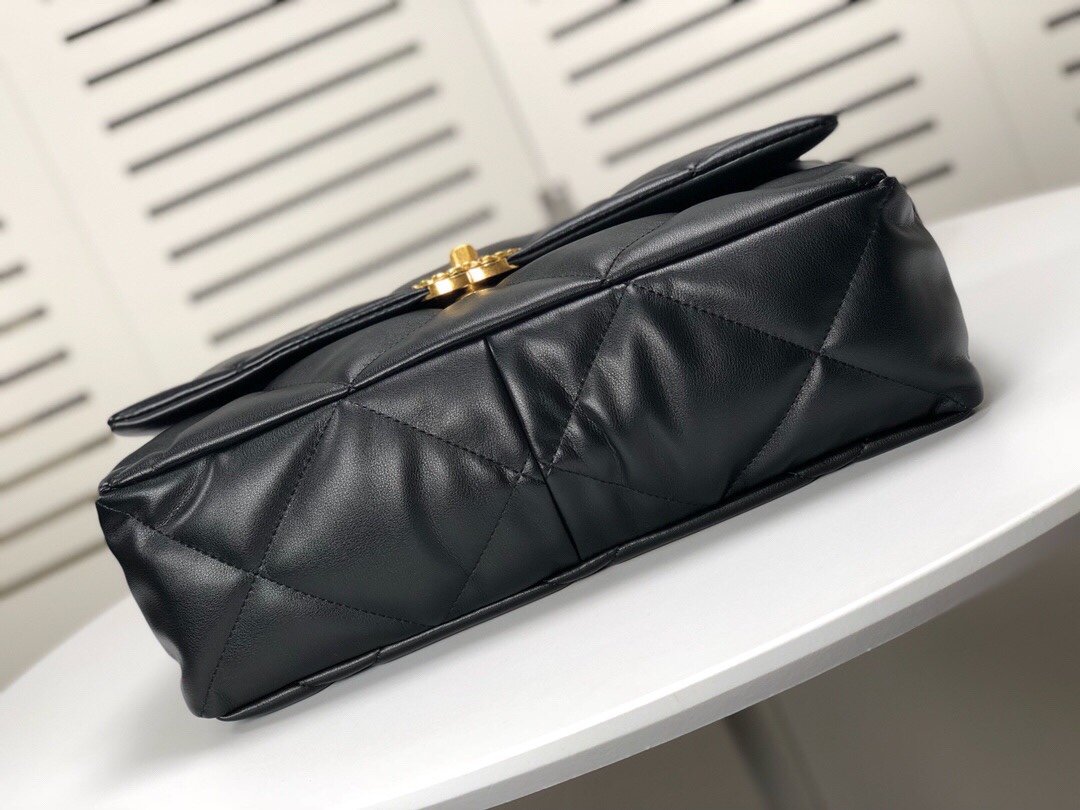 Chanel Lambskin Quilted Large19 Flap Shoulder Bag Handbag