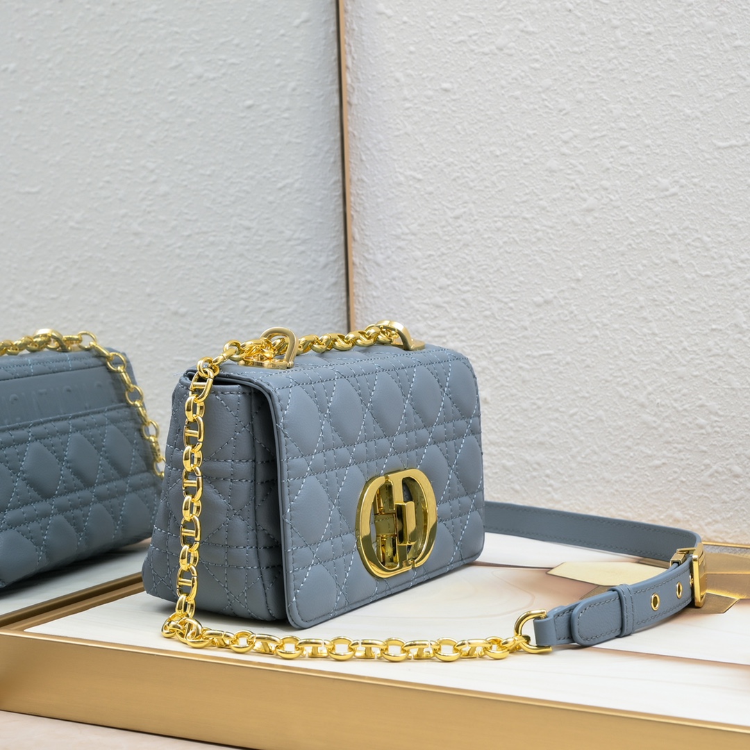Small Dior Caro Bag Blue 9797 XB091 21cm