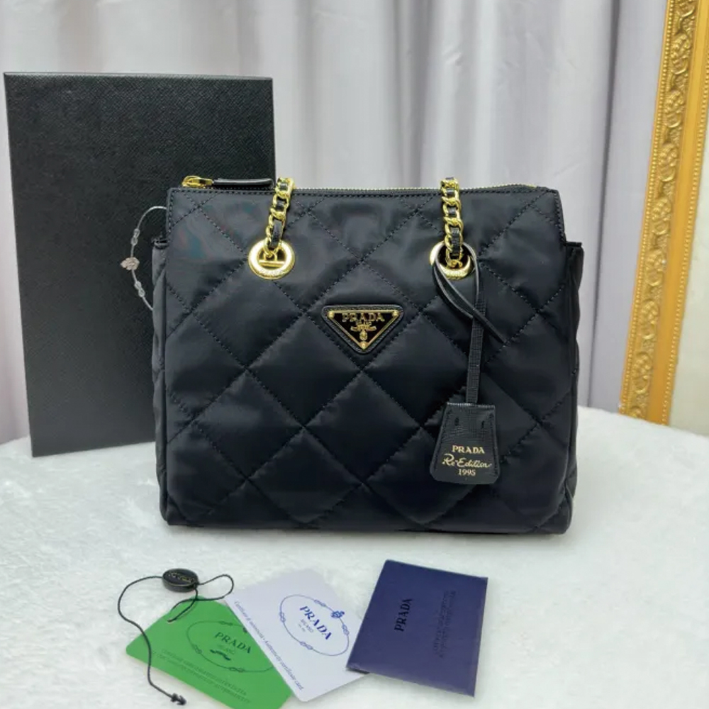 Prada Re-Nylon Tote Black 1BG468 22PJ051 25cm