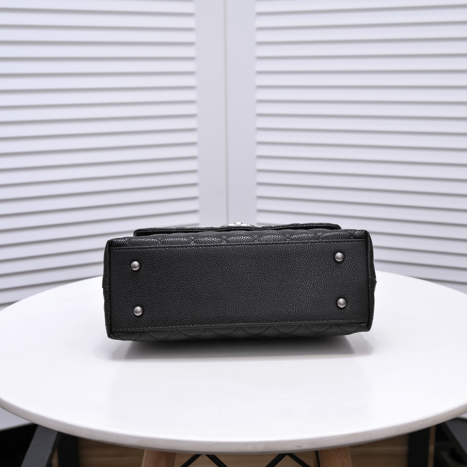 Chanel Stripe Silver Buckle Medium Shoulder Bag Handbag