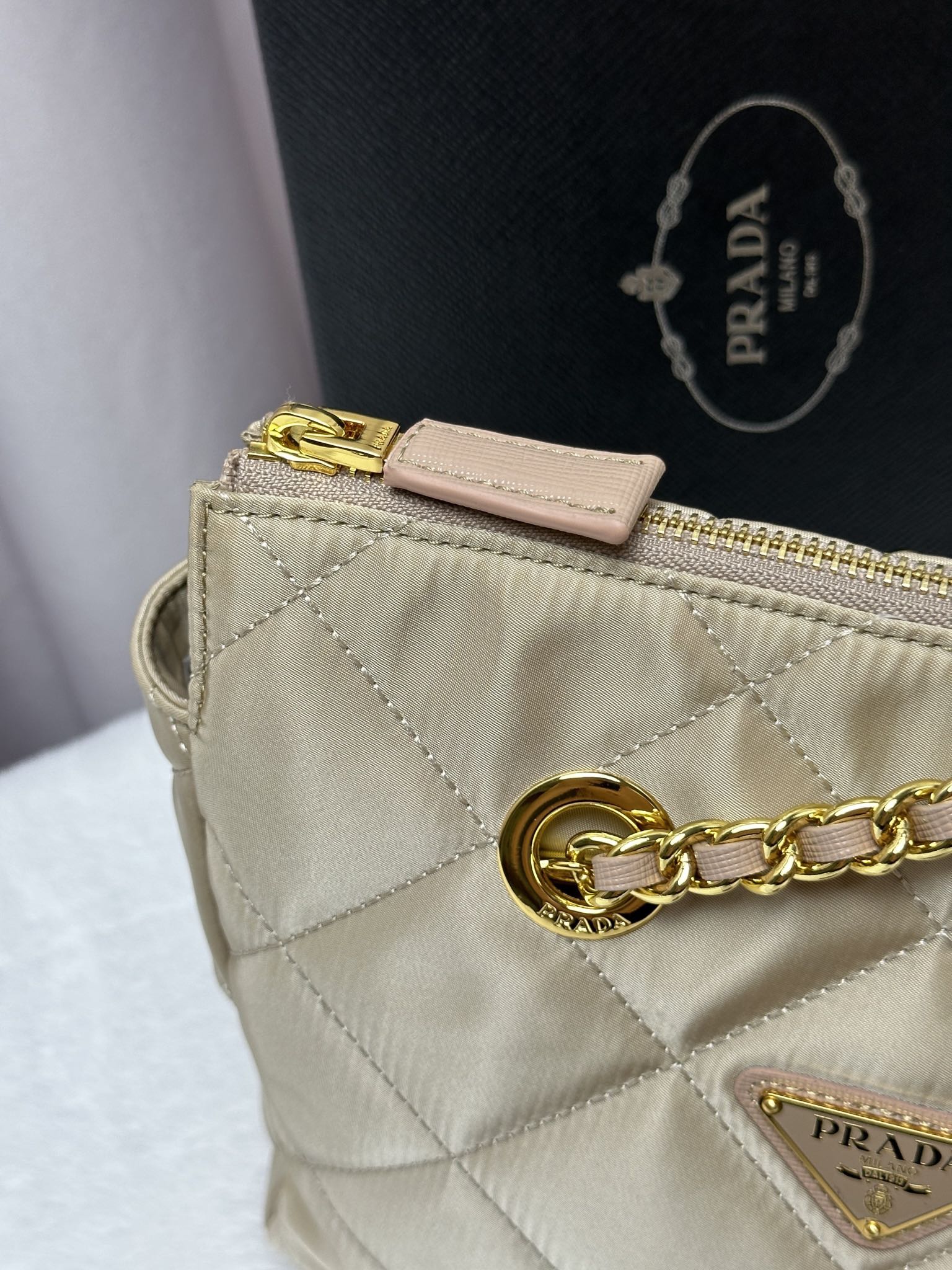 Prada Re-Nylon Tote Apricot 1BG468 22PJ051 25cm