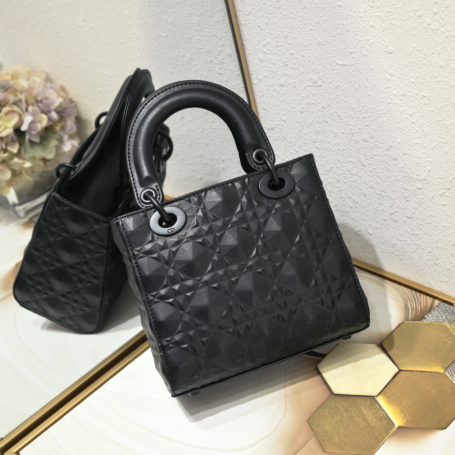 Small Lady Dior My ABCDior Bag Black Diamond Motif 4002 XB091 20cm