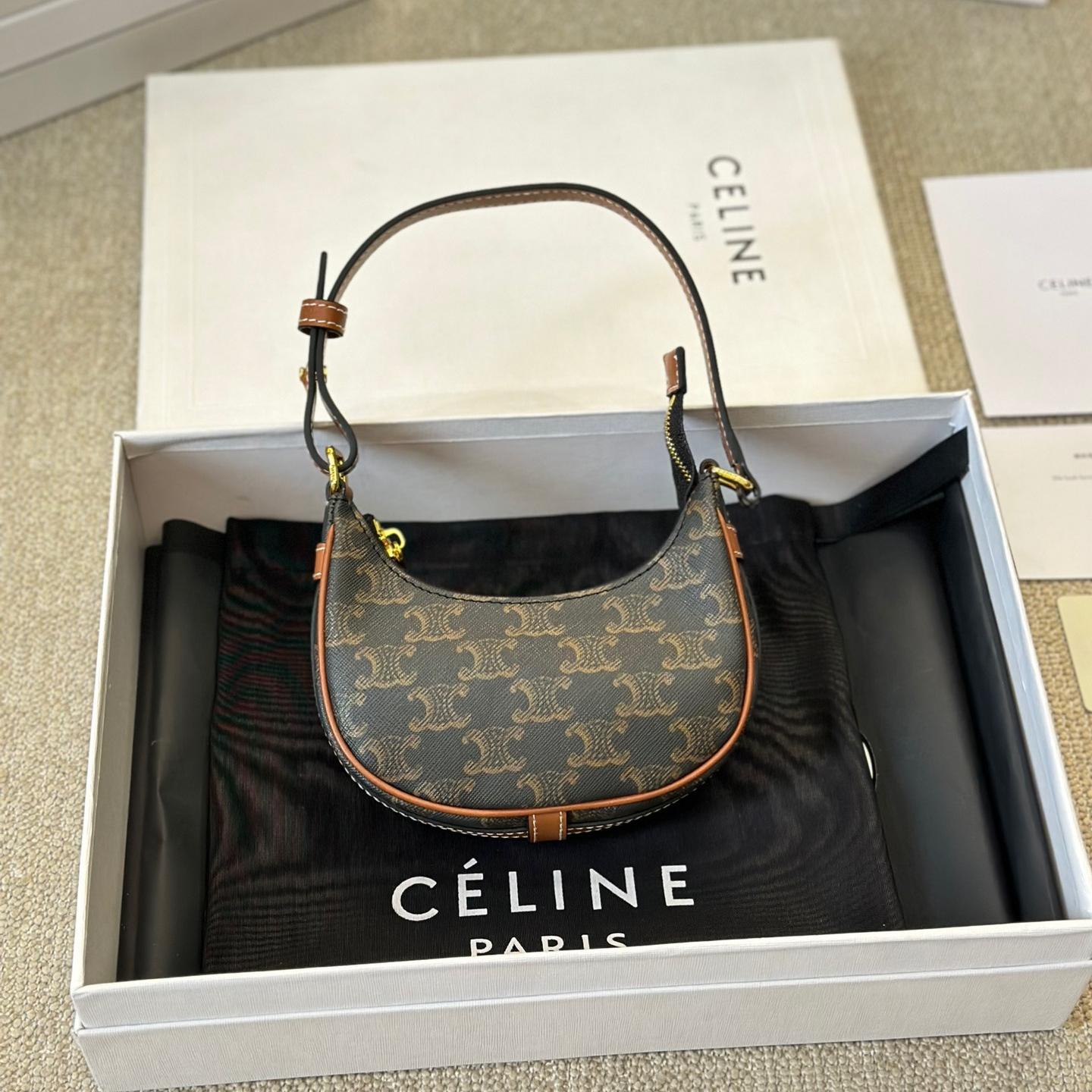 Celine Triomphe Half Moon Leather Handbag Shoulder Bag (Replica)