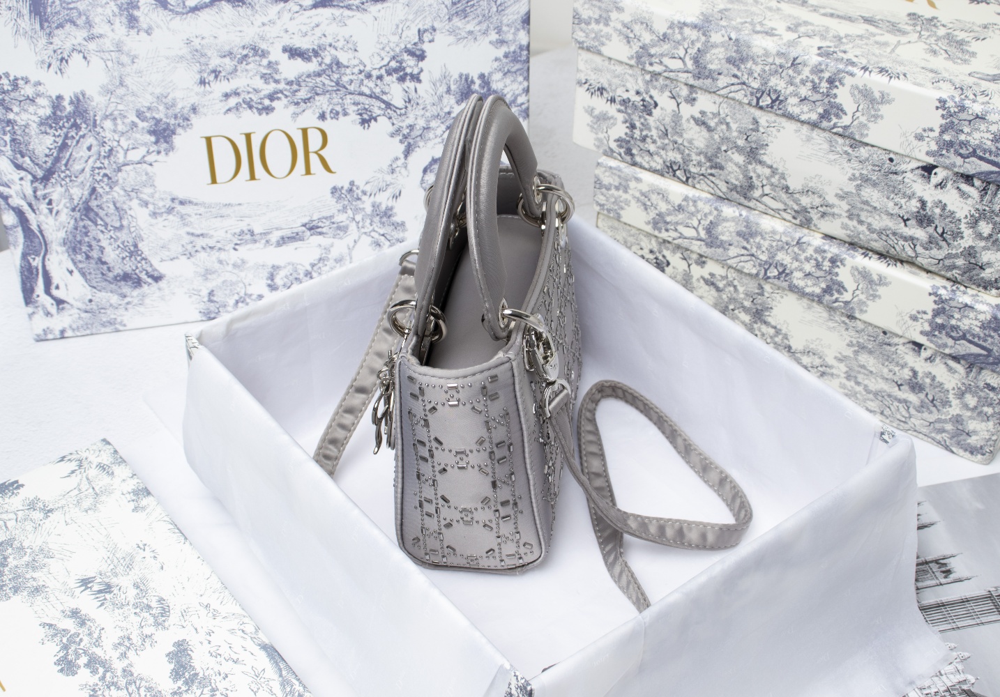 Mini Lady Dior Bag Gray CD-2028 XB061 17cm