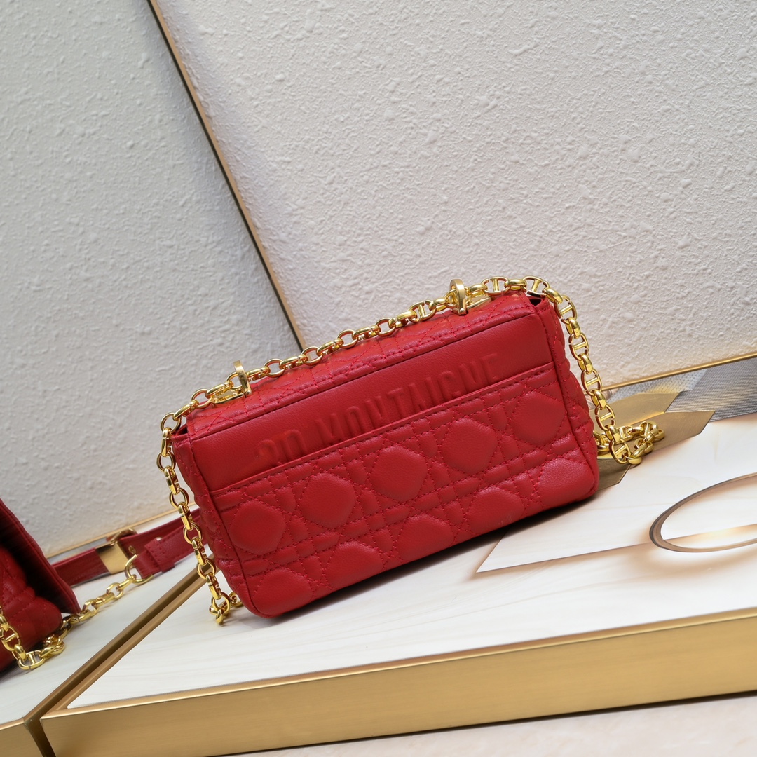 Small Dior Caro Bag Red 9797 XB091 21cm