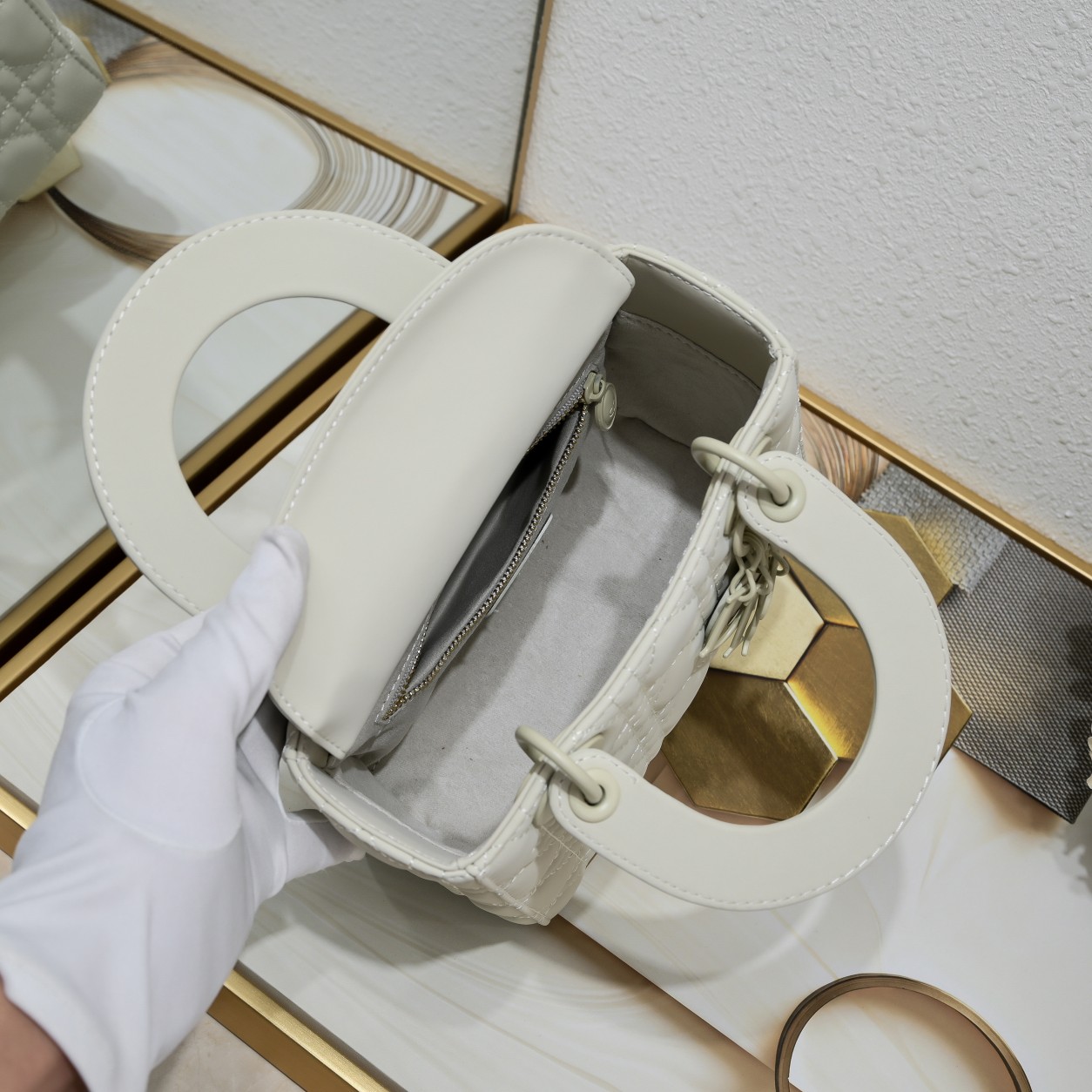 Small Lady Dior My ABCDior Bag White Matte 2022 LM061 20cm