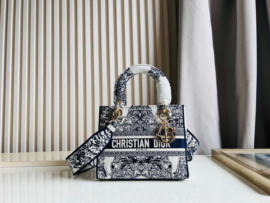 10A + top quality Dior Medium Lady D-Lite Bag M0565 LM003 24cm