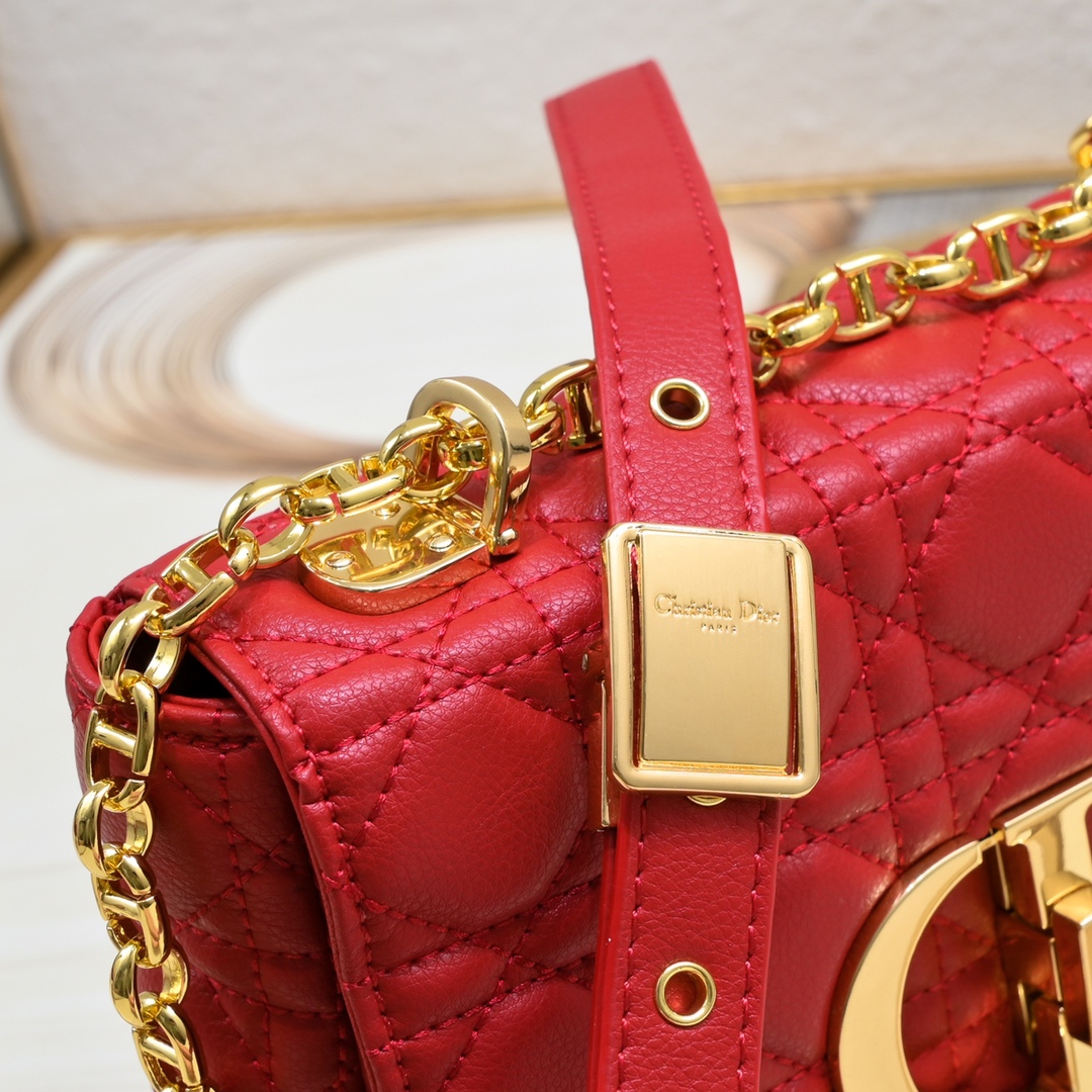 Small Dior Caro Bag Red 9797 XB091 21cm