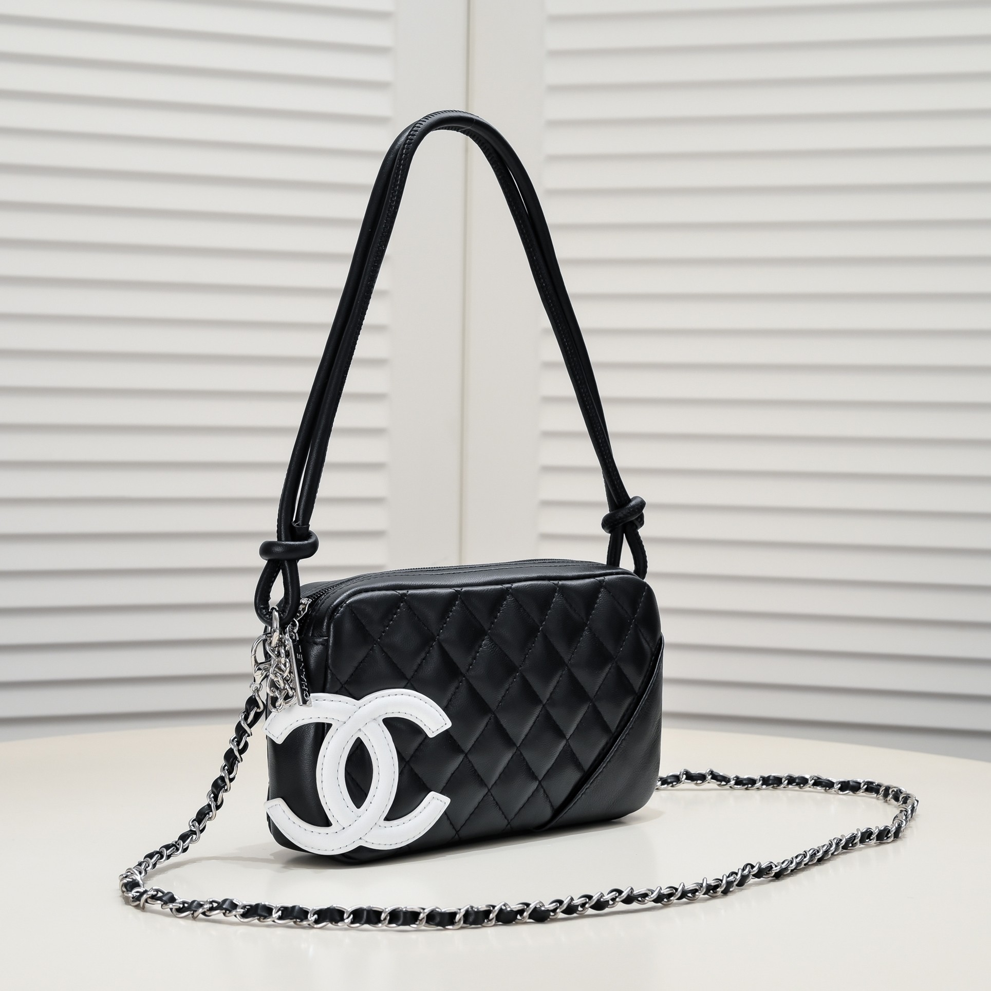Chanel Ligne Cambon Bowling Bag Small Shoulder Bag Handbag