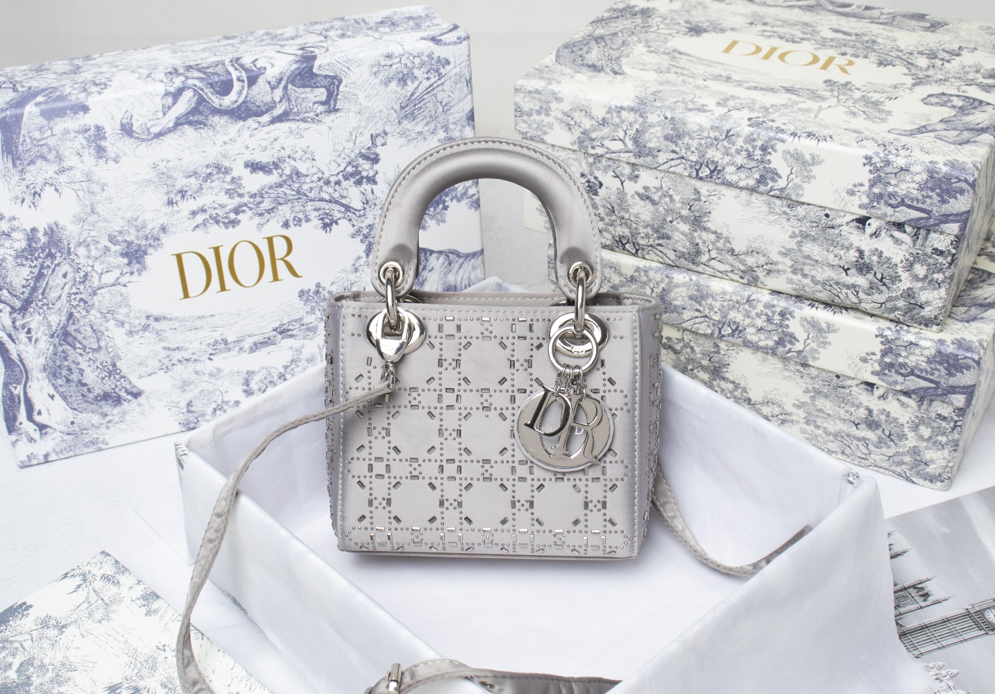 Mini Lady Dior Bag Gray CD-2028 XB061 17cm