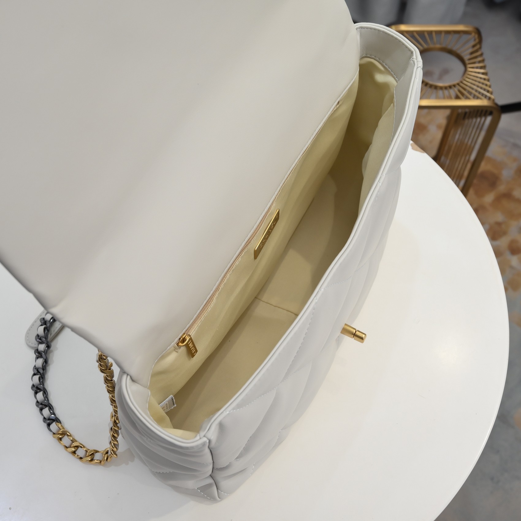 Chanel Lambskin Quilted Large19 Flap Shoulder Bag Handbag