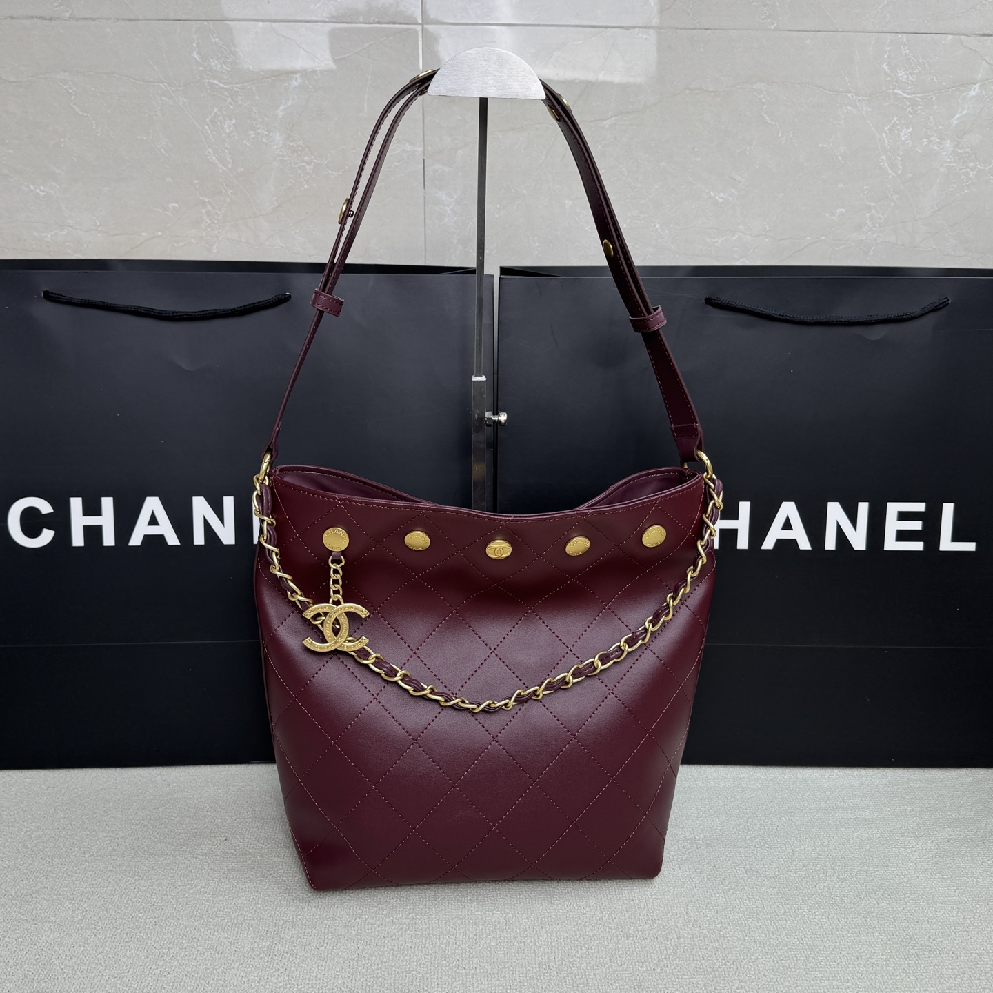 Chanel Studded Bucket Bag 9125