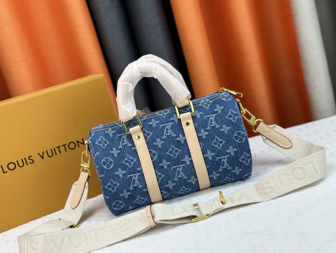 Louis Vuitton LV Keepall 25 Denim Handbag Shoulder Bag(Replica)