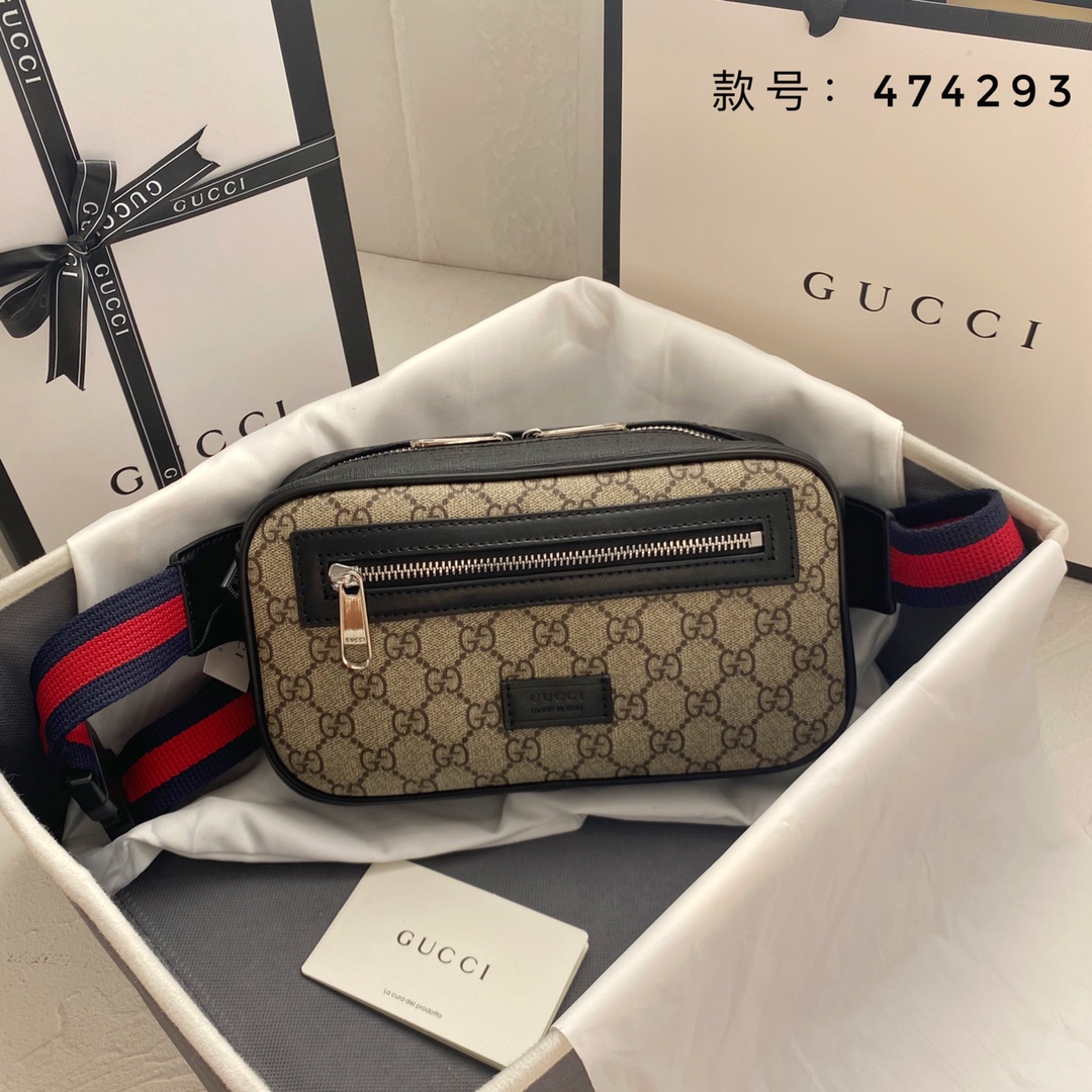 Gucci Canvas & Leather Waist Bag Belt Bag(Replica)