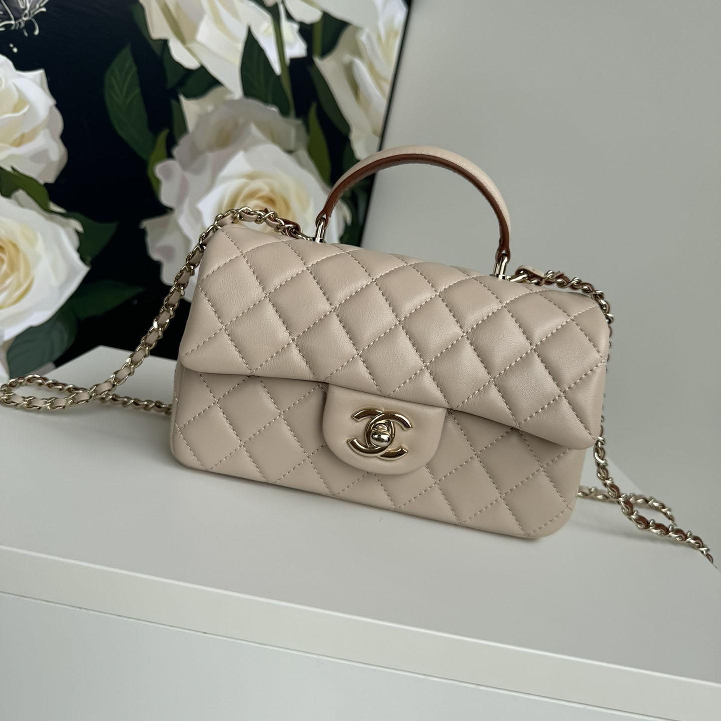 Chanel Classic Mini CF Mirror Version Flap Bag Top Handle Shoulder Bag Handbag 10A