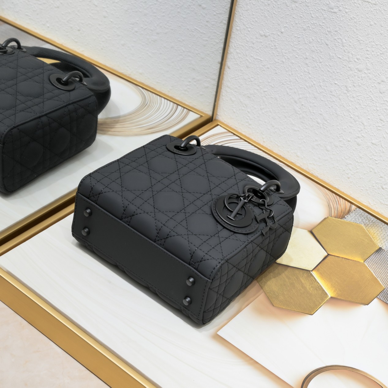 Mini Lady Dior Bag Black Matte 2022 LM051 17cm