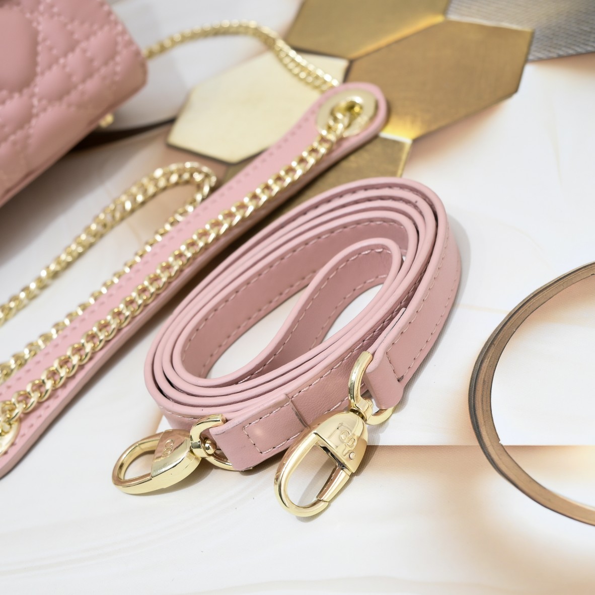 Mini Lady Dior Bag Pink Sheepskin 2077 LM051 17cm