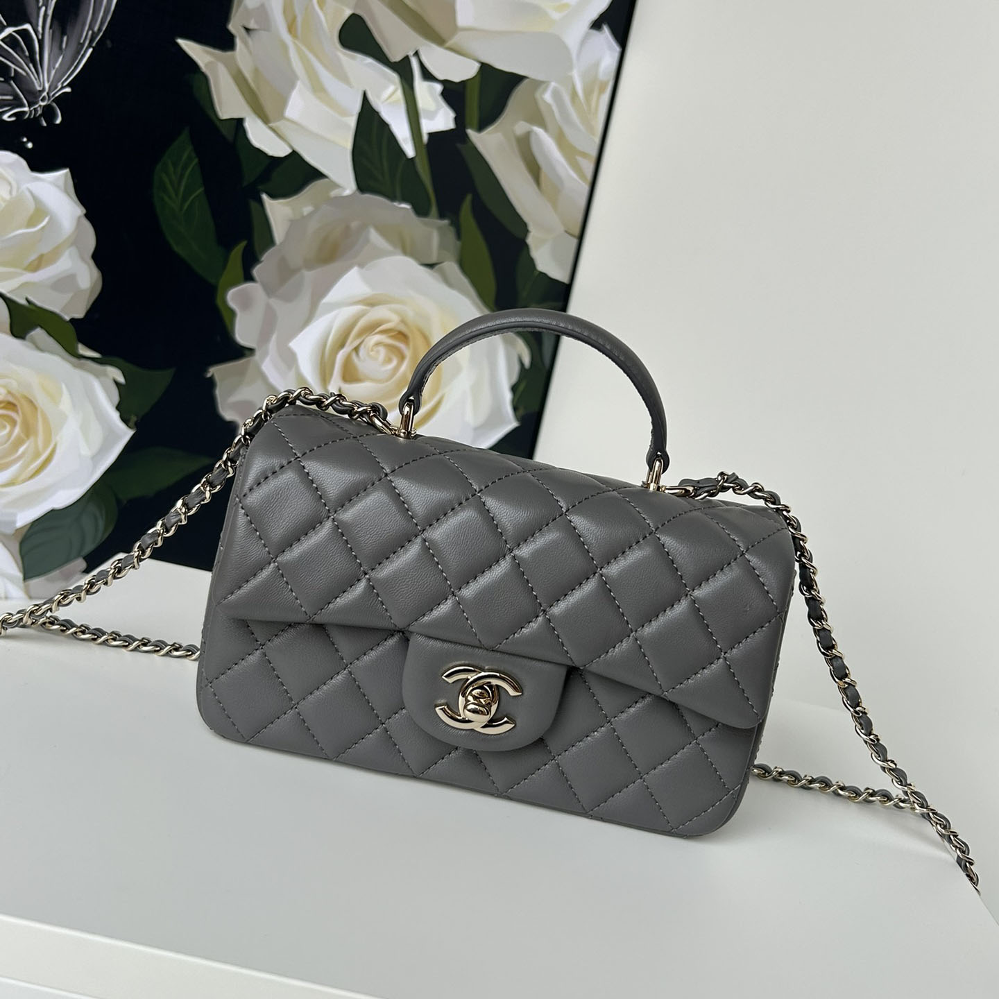 Chanel Classic Mini CF Mirror Version Flap Bag Top Handle Shoulder Bag Handbag 10A