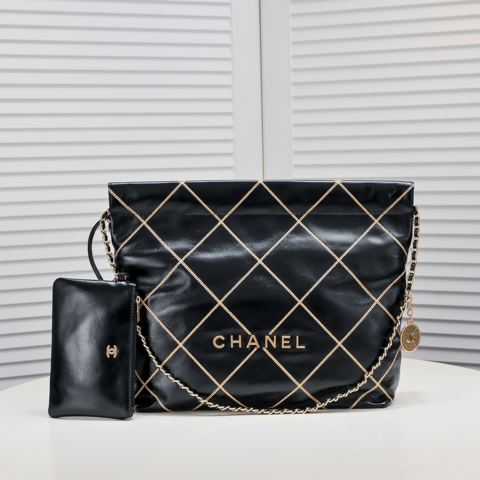 Chanel 22 Bag Pearl Bag Golden Thread Large Shoulder Bag Handbag