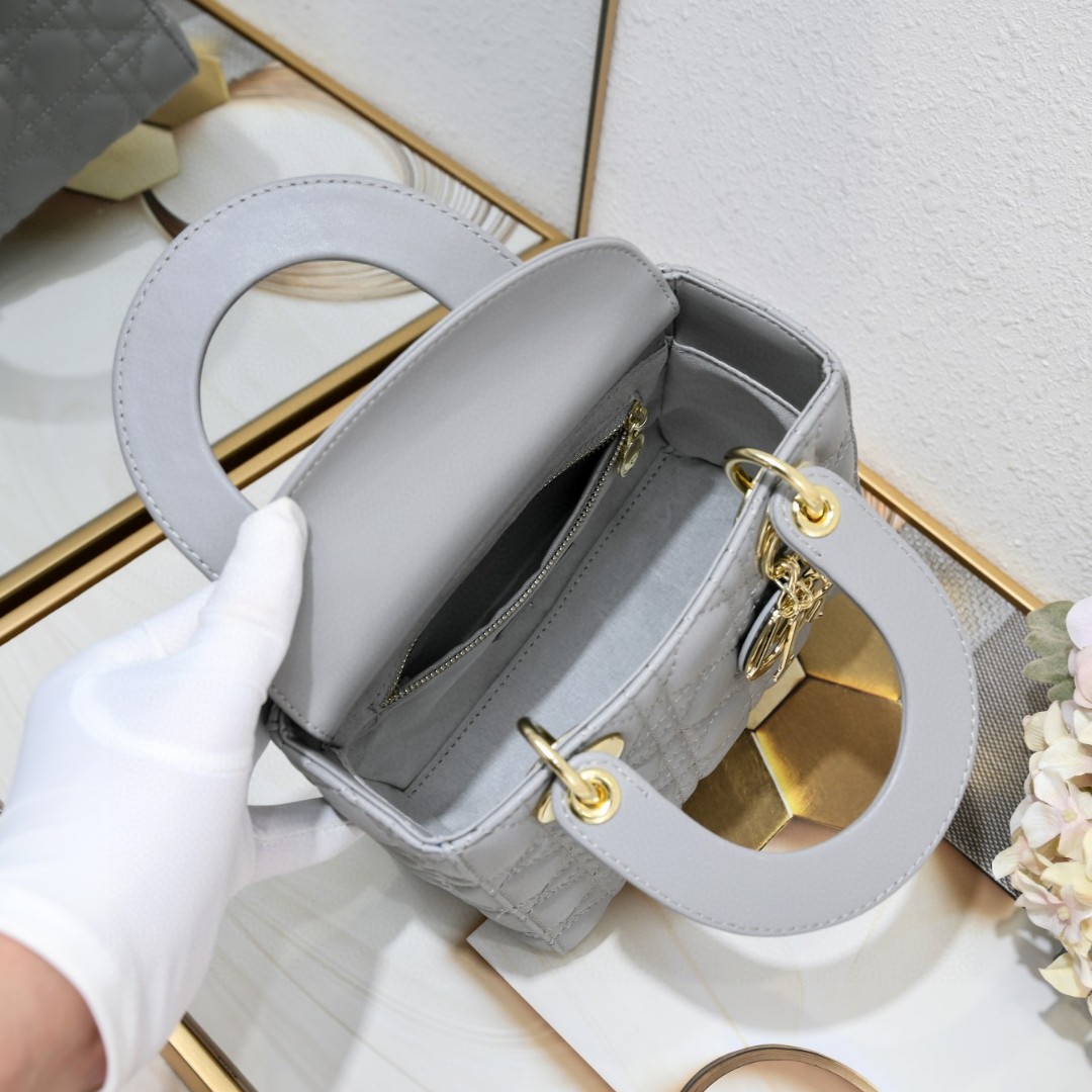 Medium Lady Dior Bag Grey Sheepskin LM071 24cm