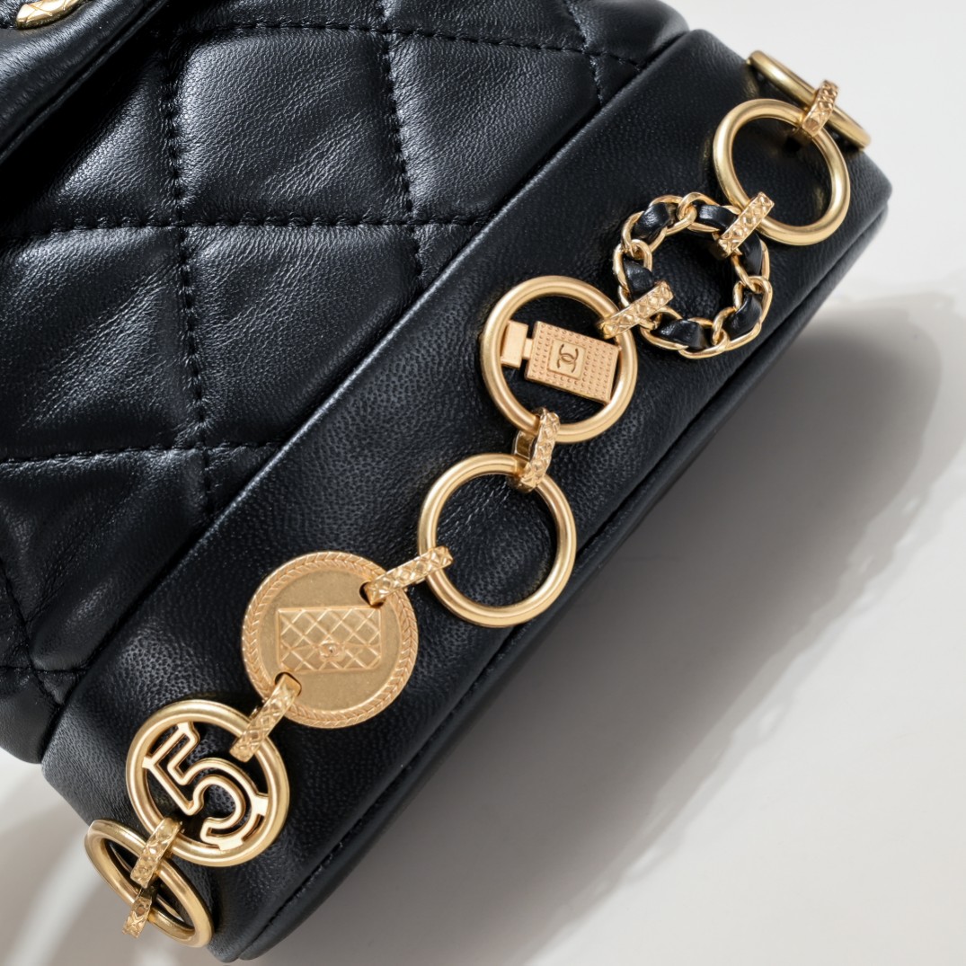 Chanel 23b Gold Coin Black Shoulder Bag  Shoulder Bag Handbag