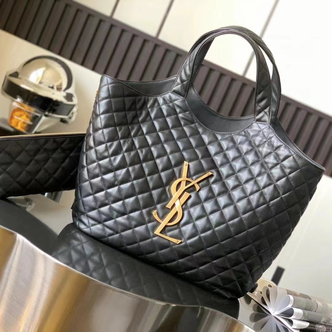 YSL ICARE MAXI SHOPPING BAG IN QUILTED LAMBSKIN