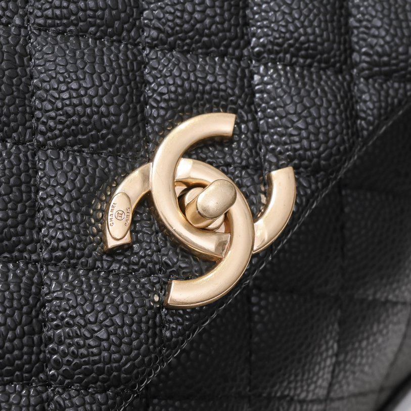 Chanel Stripe Gold Buckle Medium Shoulder Bag Handbag