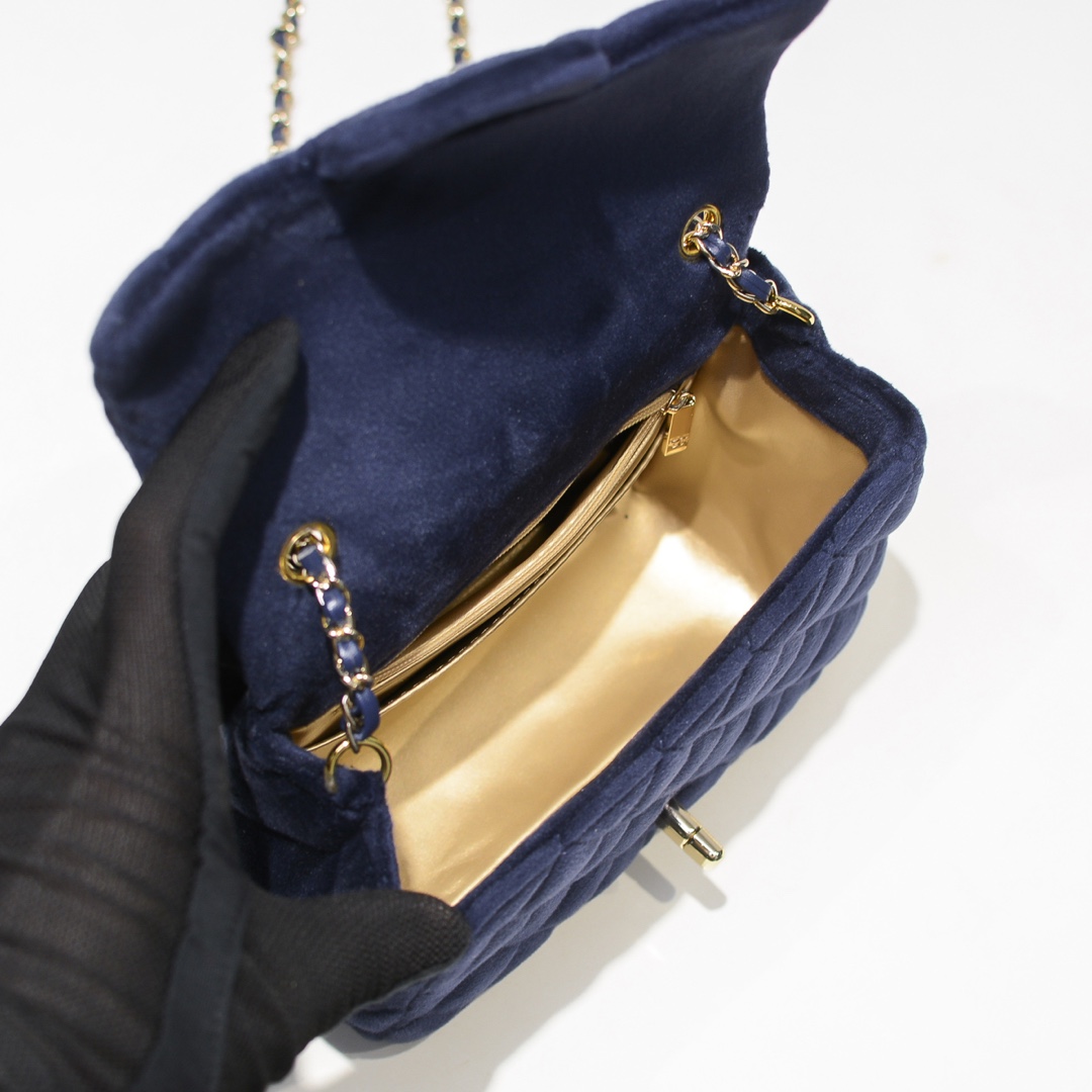 Chanel 1786 Velvet Rhinestones Shoulder Bag Handbag