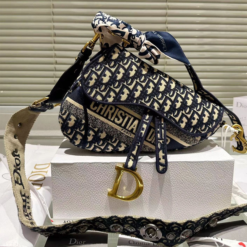 Dior SADDLE Bag Oblique Embroidered (Replica)