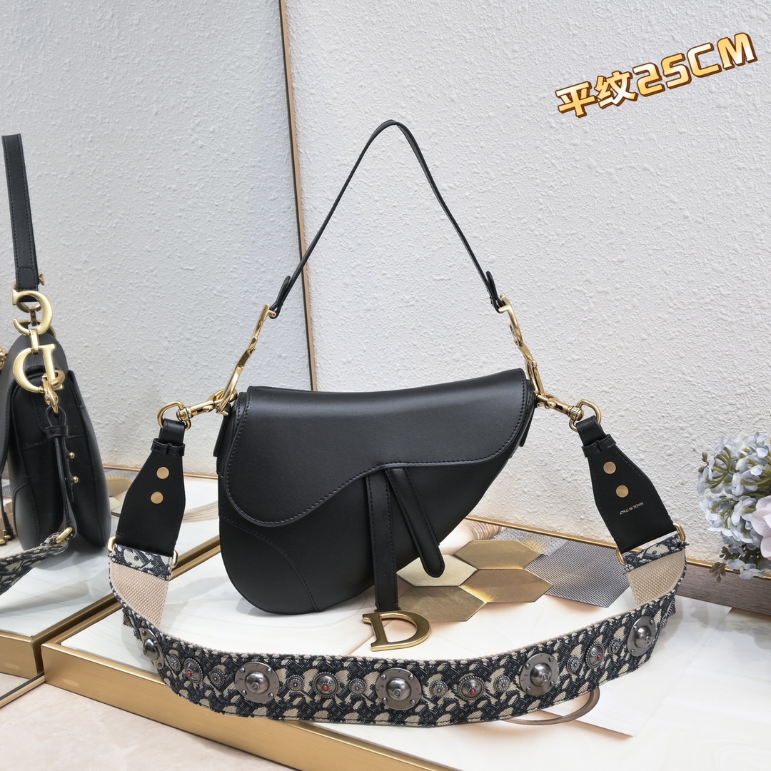 Saddle Bag Black with Nailing strap 1033 XB012 25.5cm