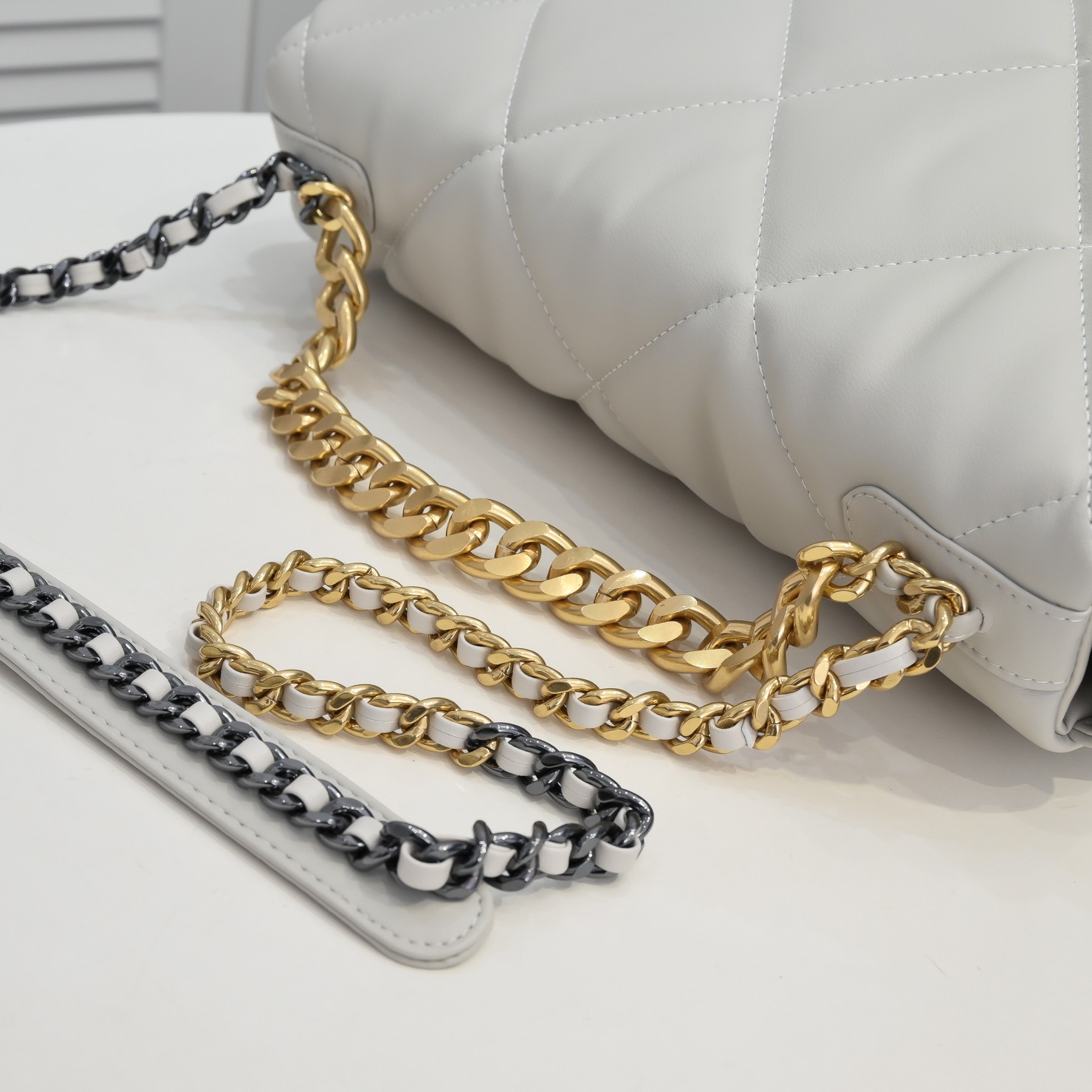 Chanel Lambskin Quilted Large19 Flap Shoulder Bag Handbag