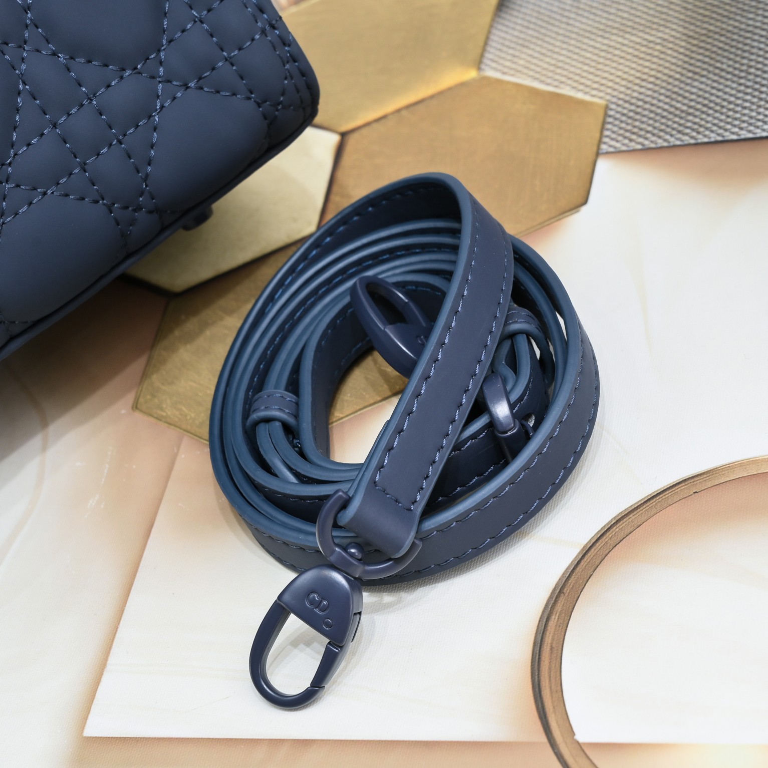 Medium Lady Dior Bag Blue Matte 2022 LM071 24cm