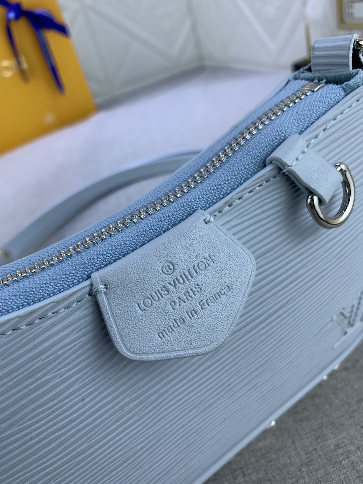 LV Easy Pouch On Strap Light blue water ripples M80349 MQ051 19cm
