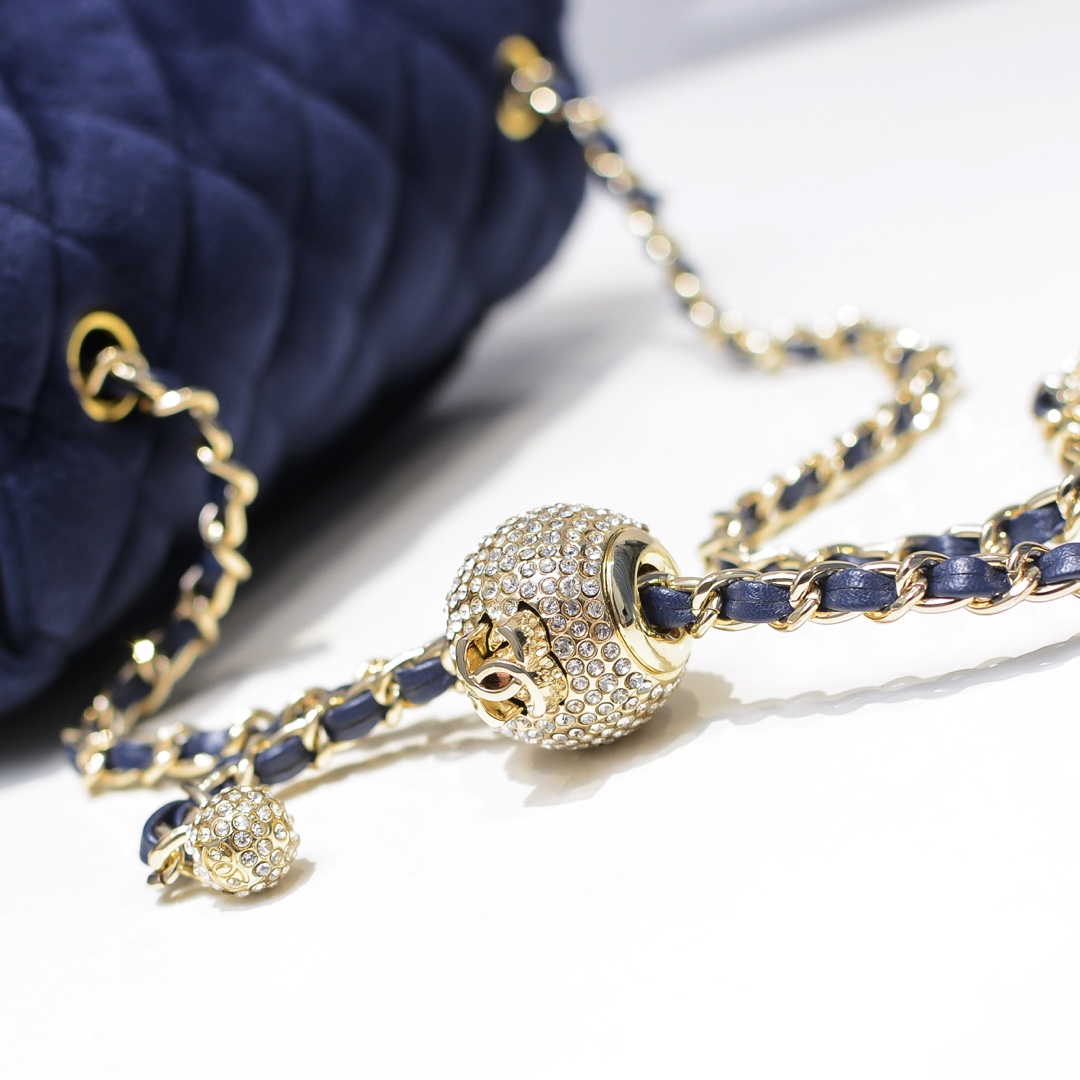 Chanel 1786 Velvet Rhinestones Shoulder Bag Handbag