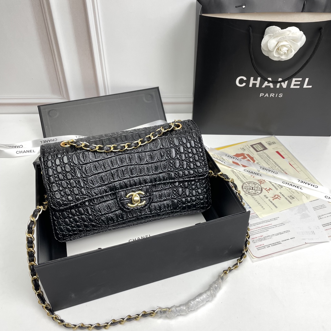 chanel Crocodile pattern bag 1112LM081 25cm
