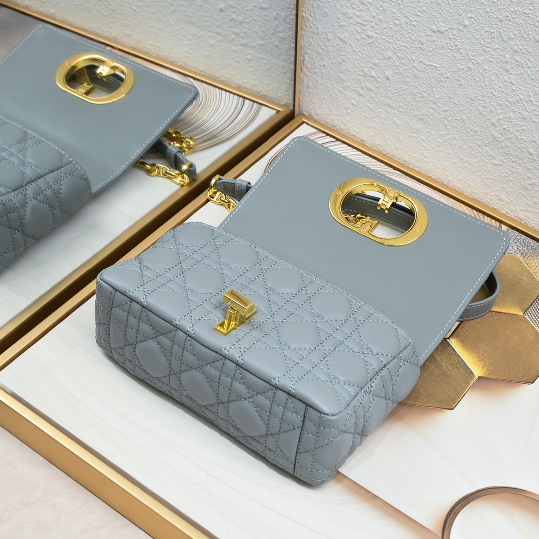 Small Dior Caro Bag Gray 9797 XB091 21cm