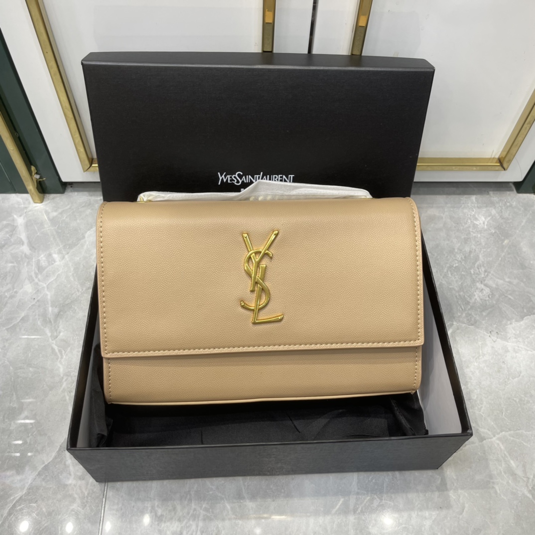 YSL KATE MEDIUM CHAIN BAG WITH TASSEL IN GRAINED LEATHER