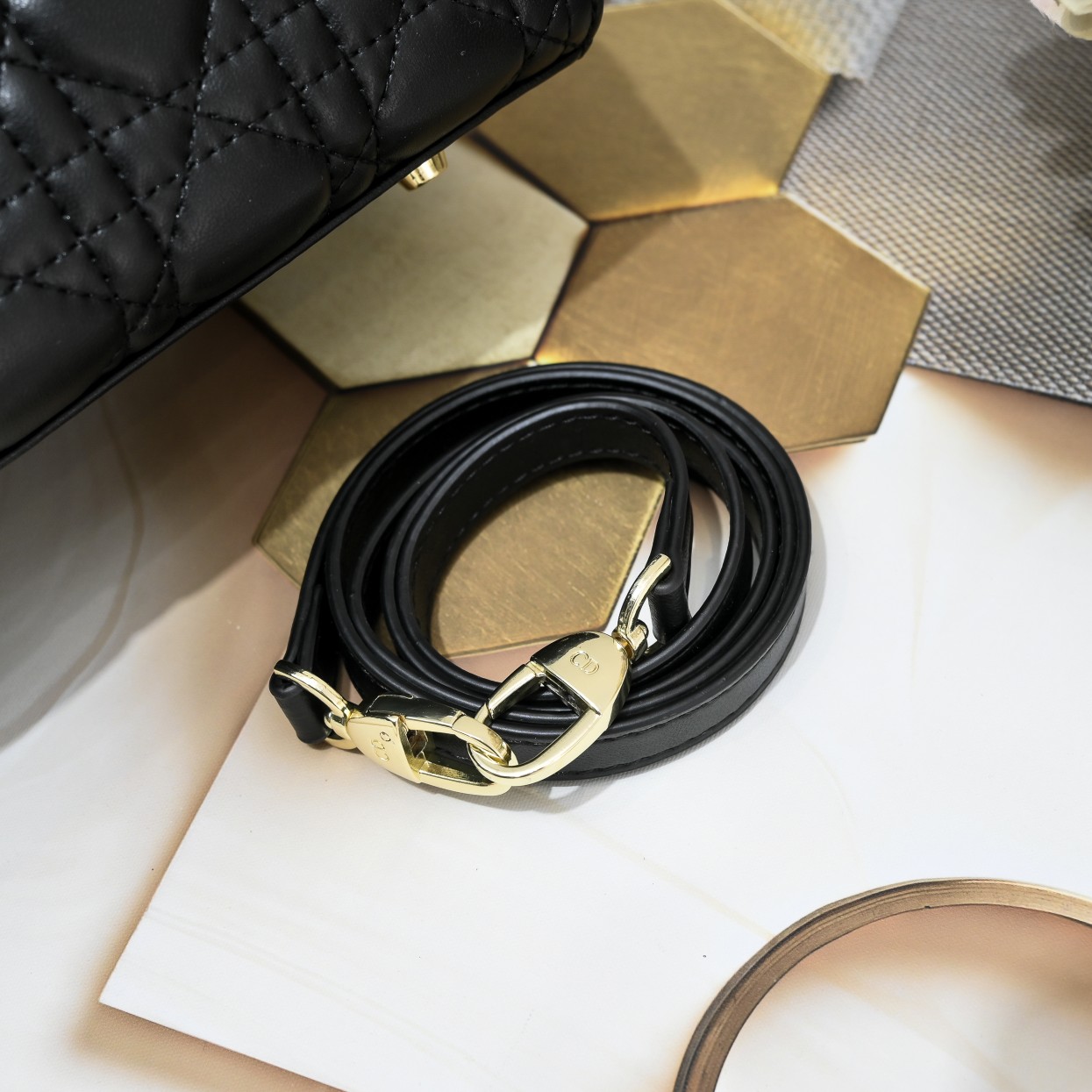 Medium Lady Dior Bag Black Sheepskin LM071 24cm