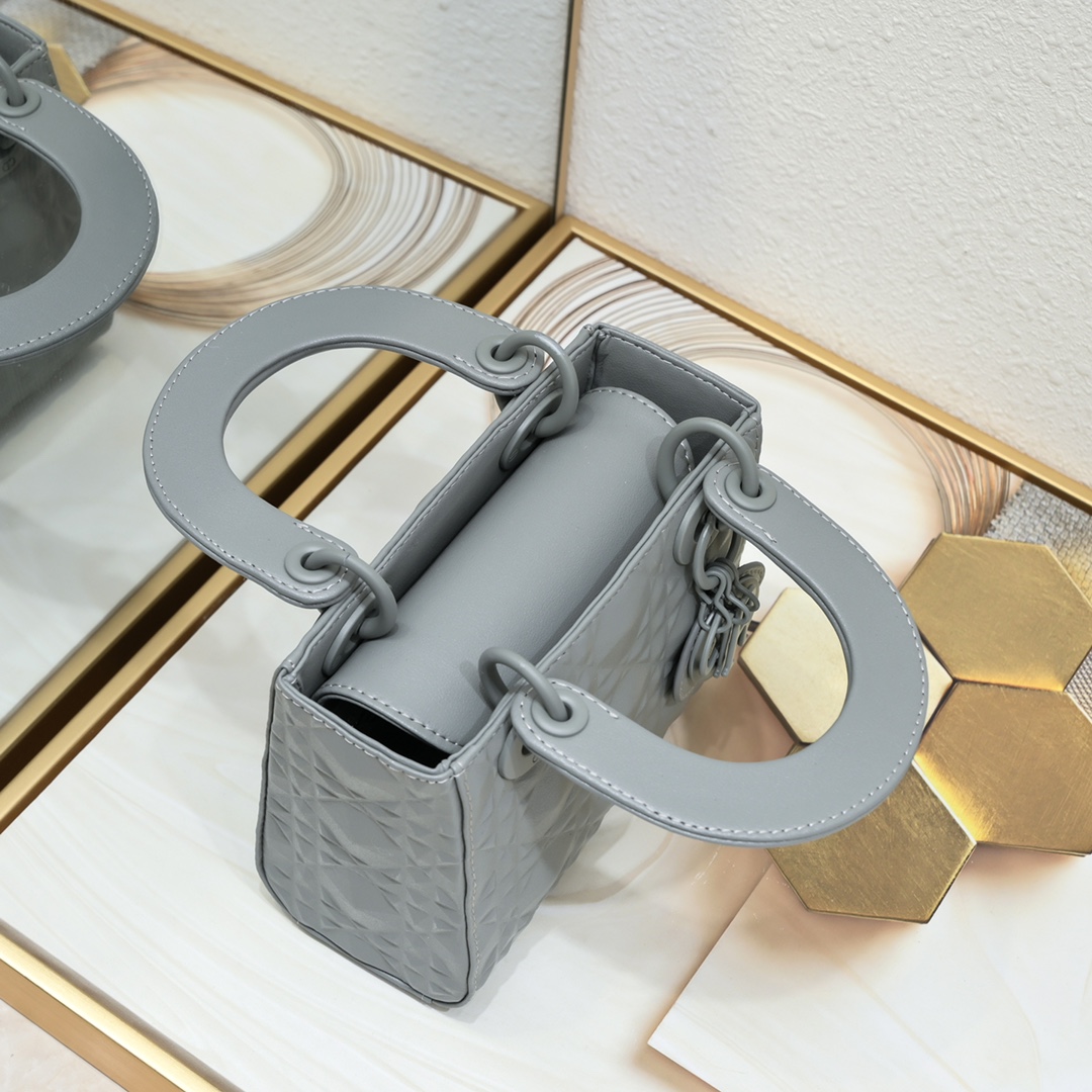 Mini Lady Dior Bag Gray Diamond Motif 3002 XB081 17cm