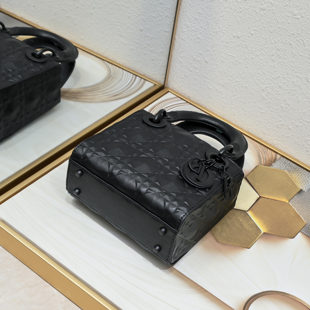 Mini Lady Dior Bag Black Diamond Motif 3002 XB081 17cm
