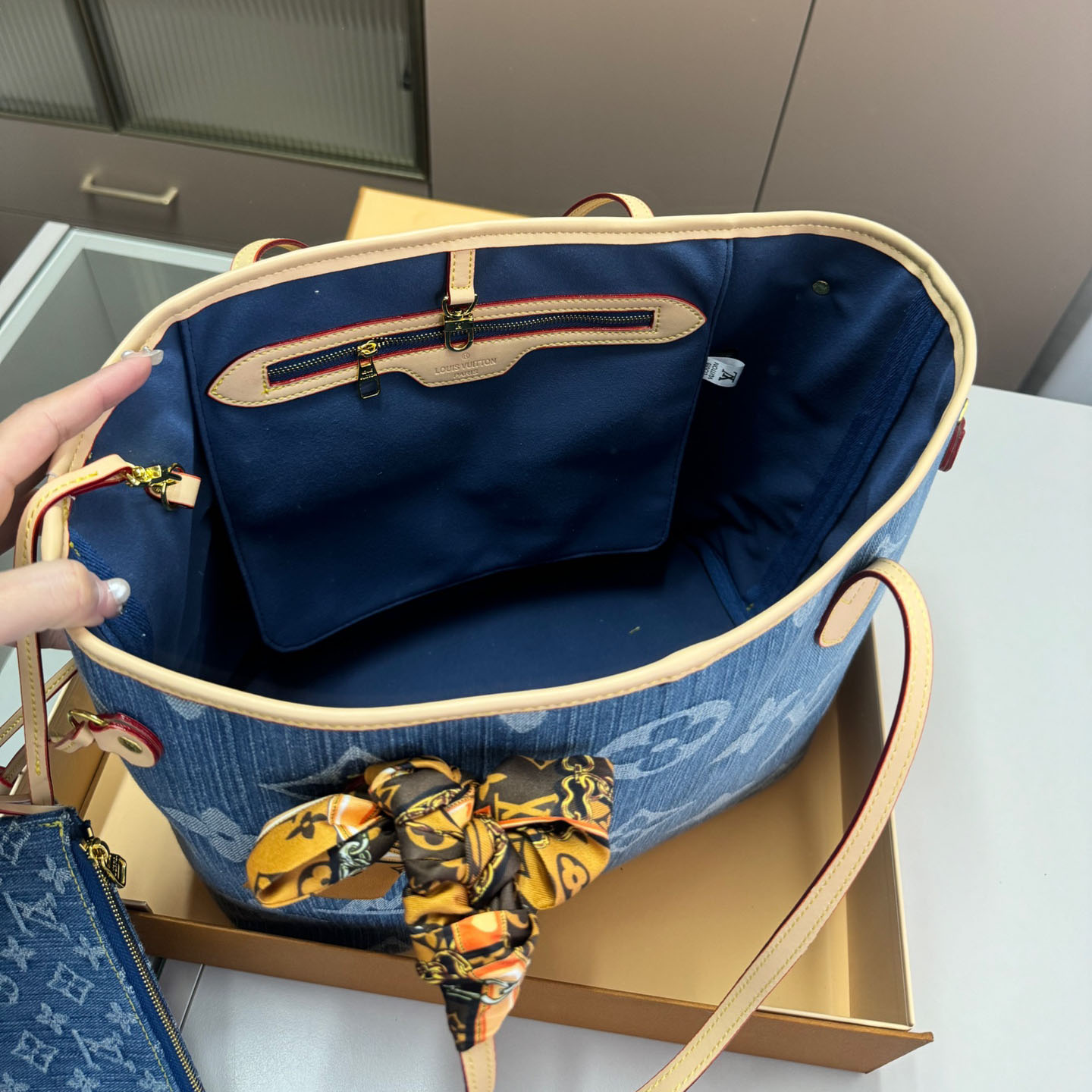 Louis Vuitton LV Denim Neverfull Shoulder Bag Handbag (Replica)