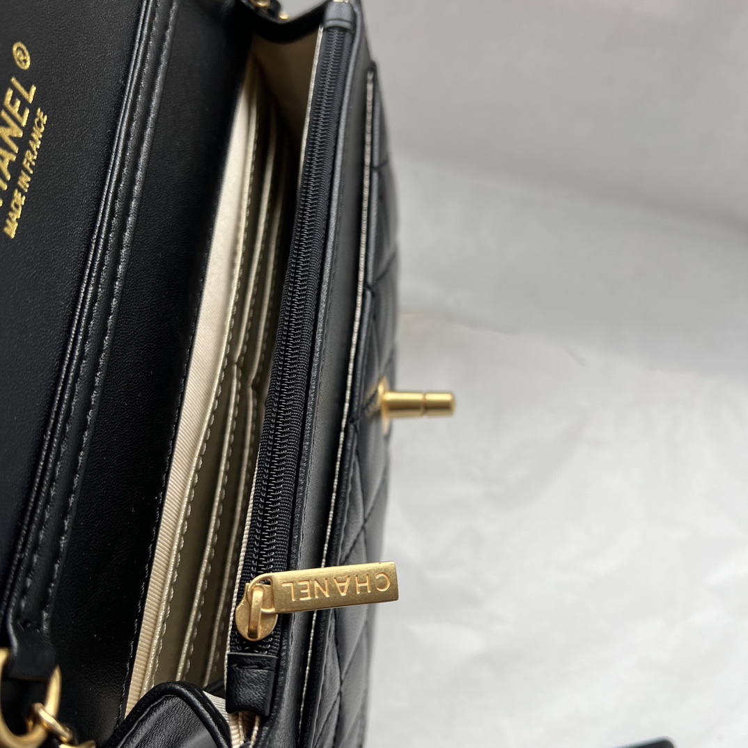 Chanel Double C Enameled Buckle Crossbody Bag Sheepskin