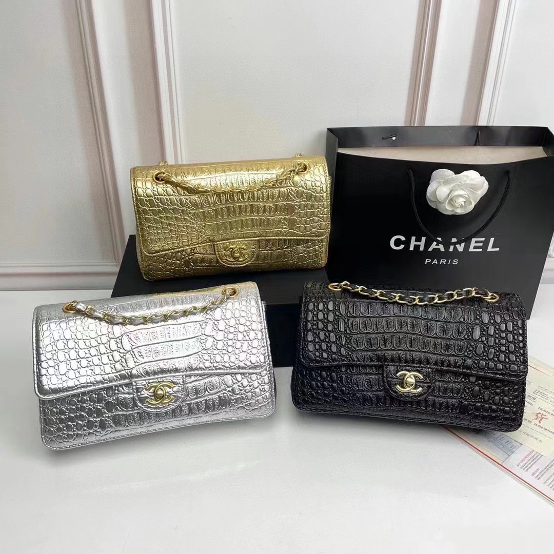 chanel Crocodile pattern bag 1112LM081 25cm
